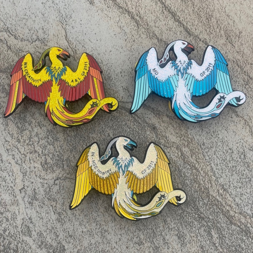 Google Phoenix Enamel Pin Set GF 2011 WA Creativity MD IN-HSE Improv Glitter